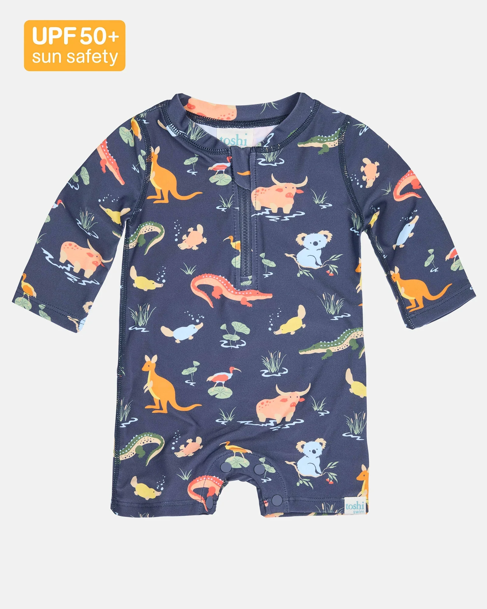Toshi Swim Onesie L/S Splash - Kakadu Moonlight 000