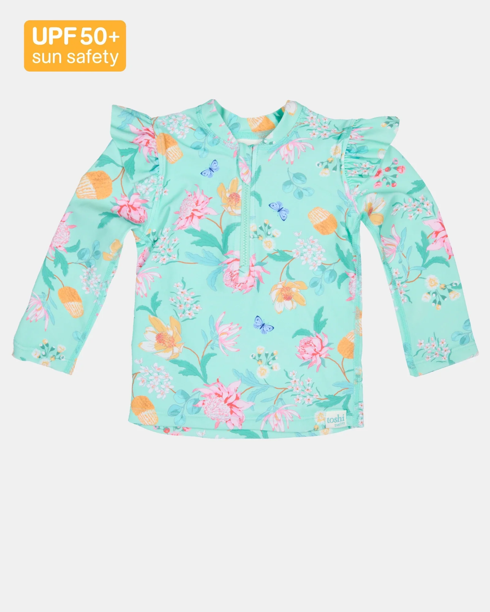 Toshi Swim Rashie L/S Ripple - Waratah Mint 1