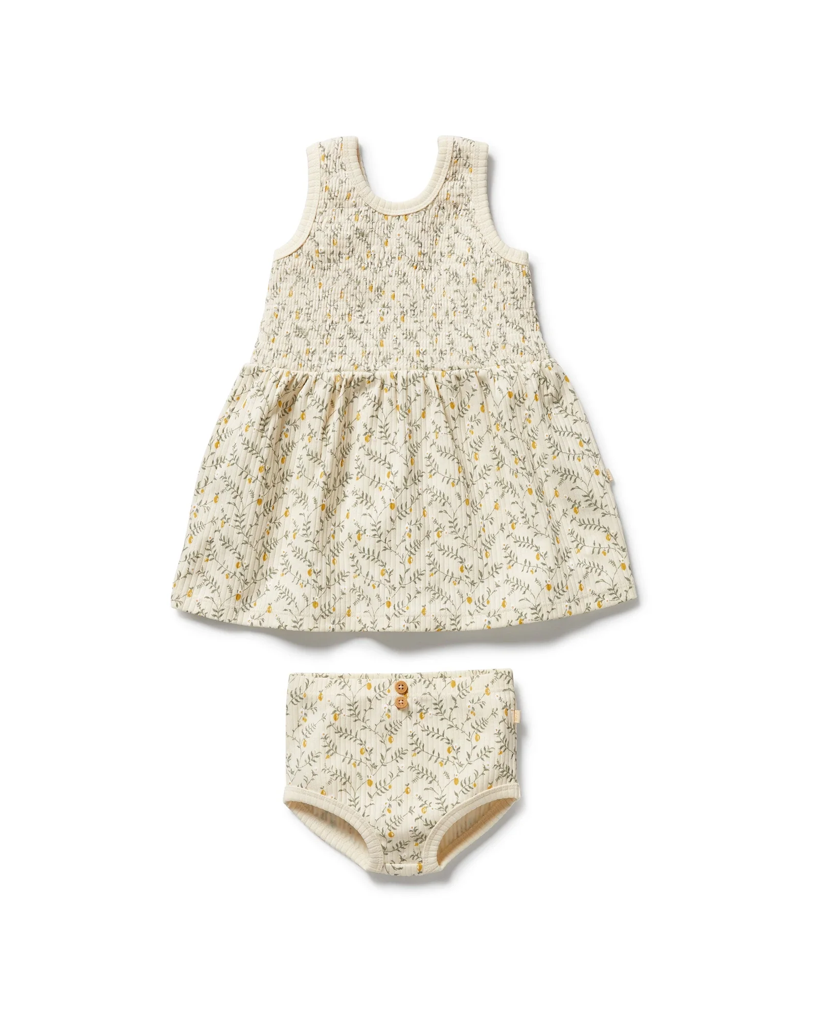 Wilson & Frenchy Lemon Leaf Organic Dress Set 12 TO 18 MONTHS