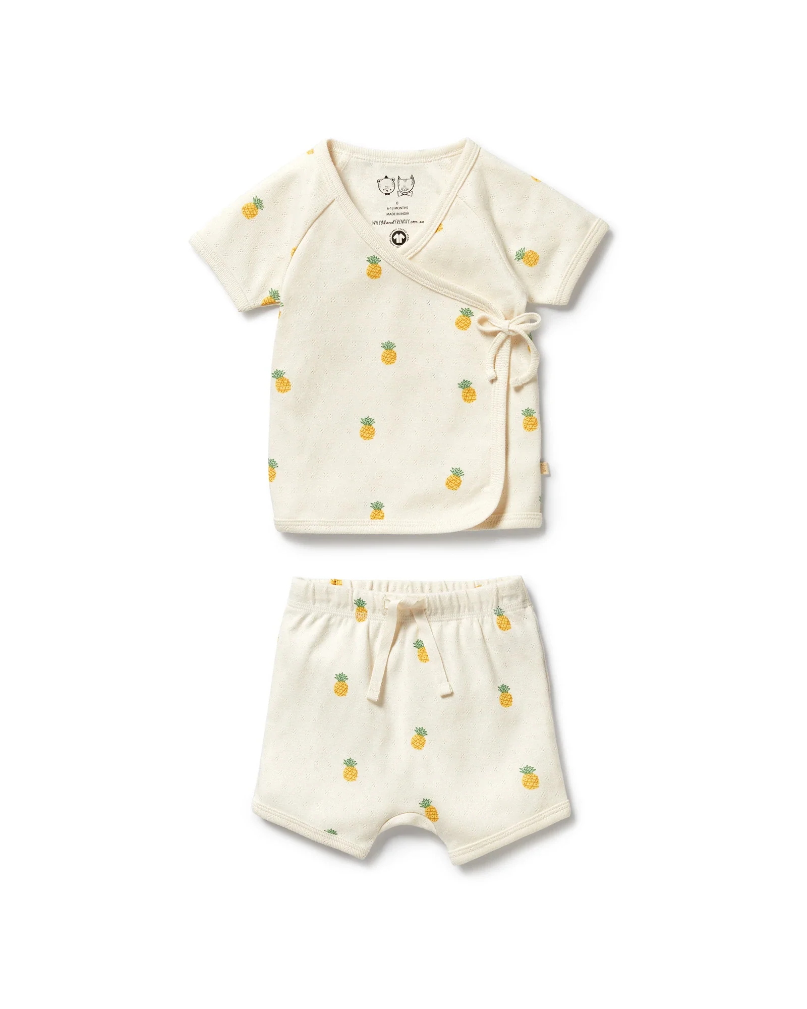 Wilson & Frenchy Piney Pals Organic Pointelle Kimono Set 0-3 Months