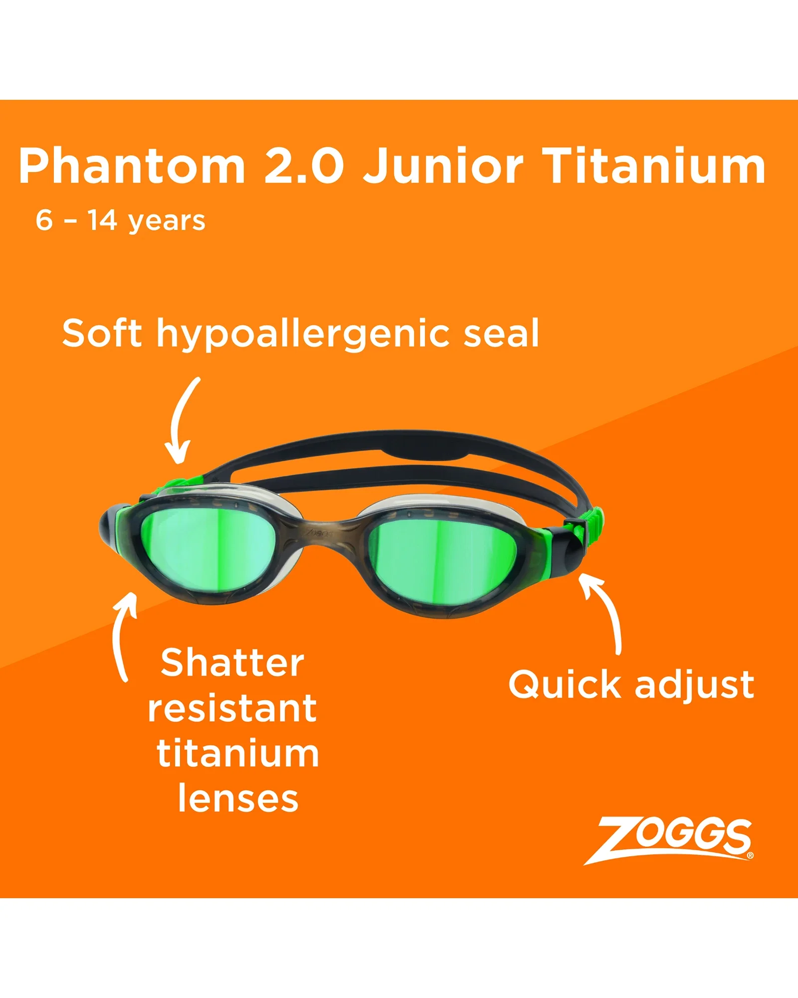 Zoggs Phantom 2.0 Junior Titanium Goggles - Image 3